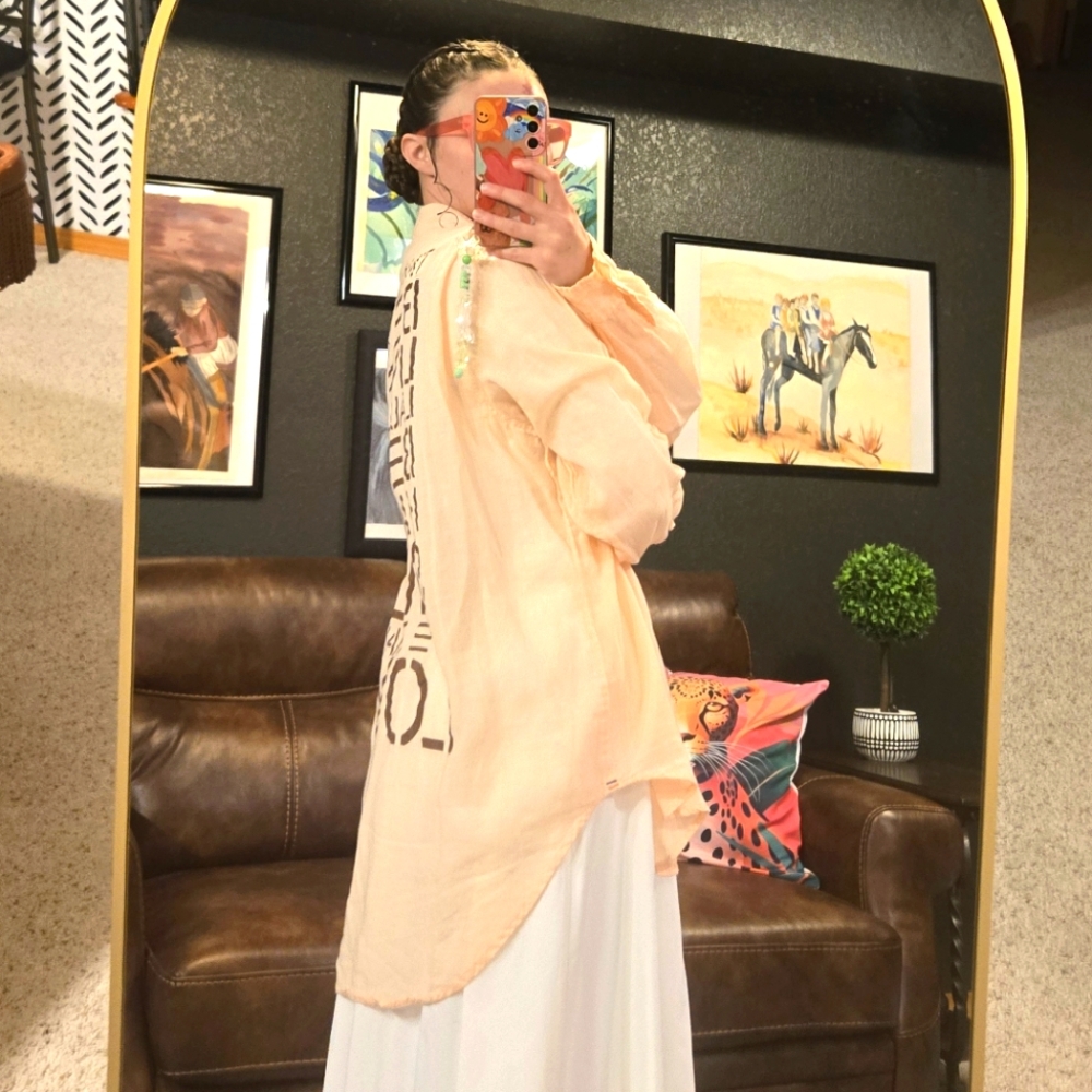 Sundry Peach Long Sleeve Button Down Shirt